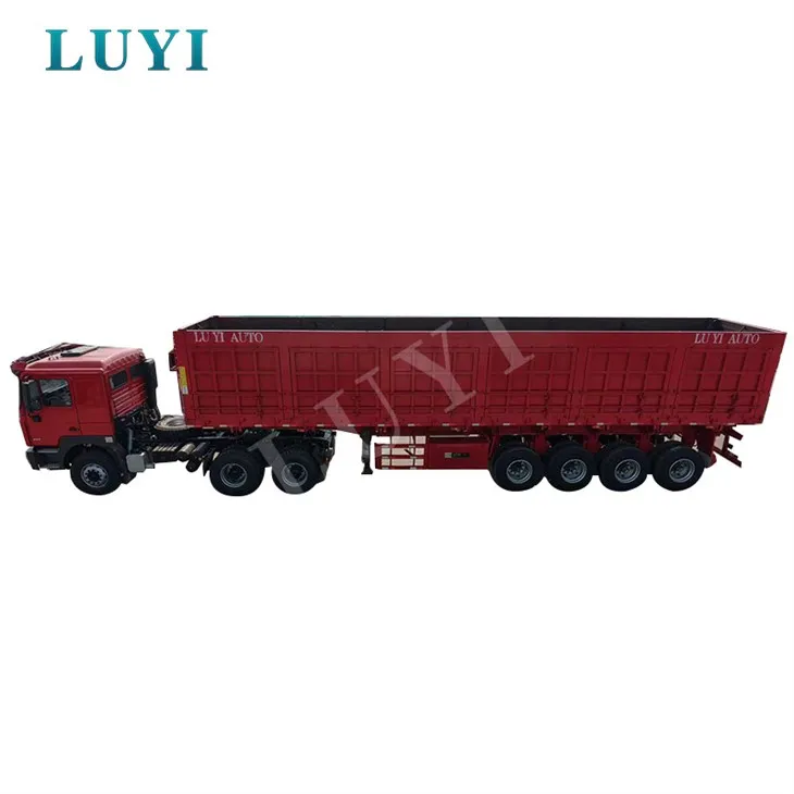 Nagy szilárdságú piros oldalsó billenős félpótkocsi