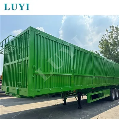 Nagy teherbírású, 3 tengelyes konténeres rakodódobozos teherautó pótkocsi oldalsó billenő utánfutó