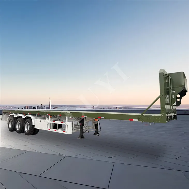 Három tengely, síkágyas, félig pótkocsi 60 tonna, megfelelő 20 láb és 40 lábú tartályokhoz